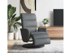 Cadeira massagens reclinável comapoio pés couro artificial cinza SHL447585^ Poltrona
