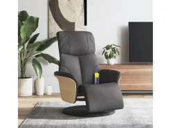 Poltrona* Cadeira massagens reclinável comapoio pés couro artificial cinza SHL36453 Cinzento