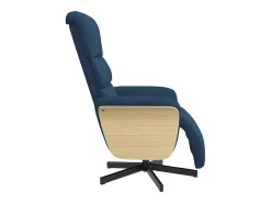 New vidaxl Cadeira reclinável c/ apoio de pés tecido Azul
