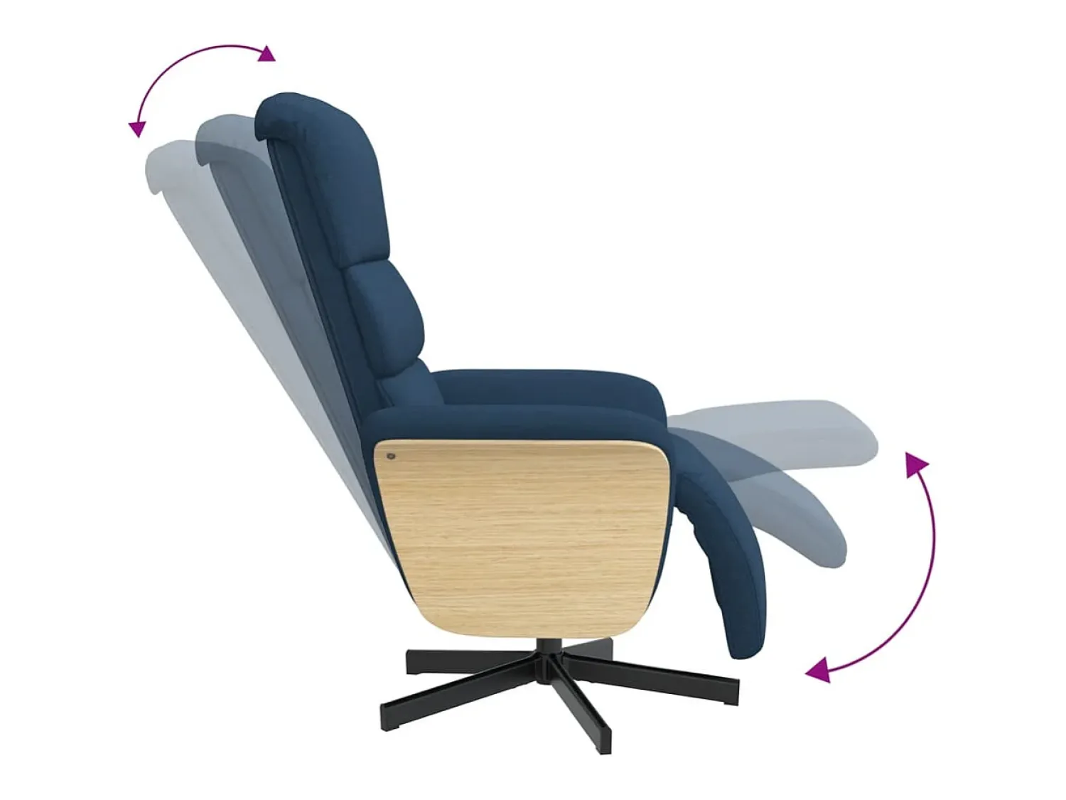 New vidaxl Cadeira reclinável c/ apoio de pés tecido Azul
