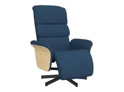 New vidaxl Cadeira reclinável c/ apoio de pés tecido Azul