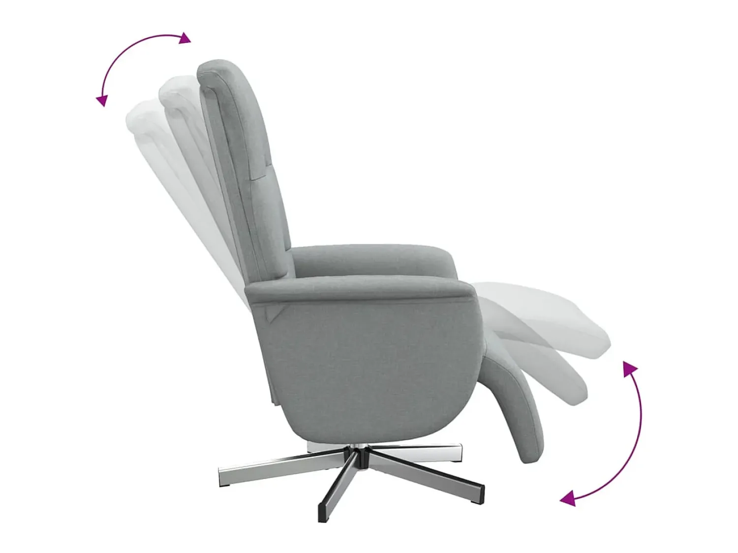 Best vidaxl Cadeira reclinável com apoio de pés tecido -claro Cinzento