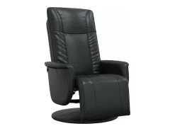 Best Cadeira reclinável com apoio de pés couro artificial PT689240 Preto