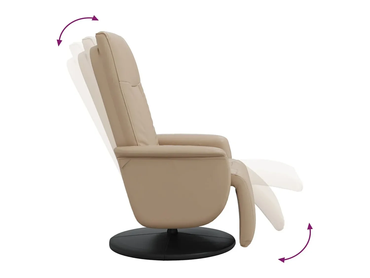 vidaxl Cadeira reclinável com apoio de pés couro artificial cappuccino Castanho