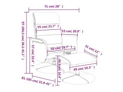 Poltrona*vidaxl Cadeira reclinável com apoio de pés couro artificial Cinzento