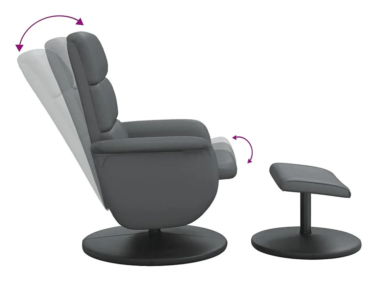 Poltrona*vidaxl Cadeira reclinável com apoio de pés couro artificial Cinzento