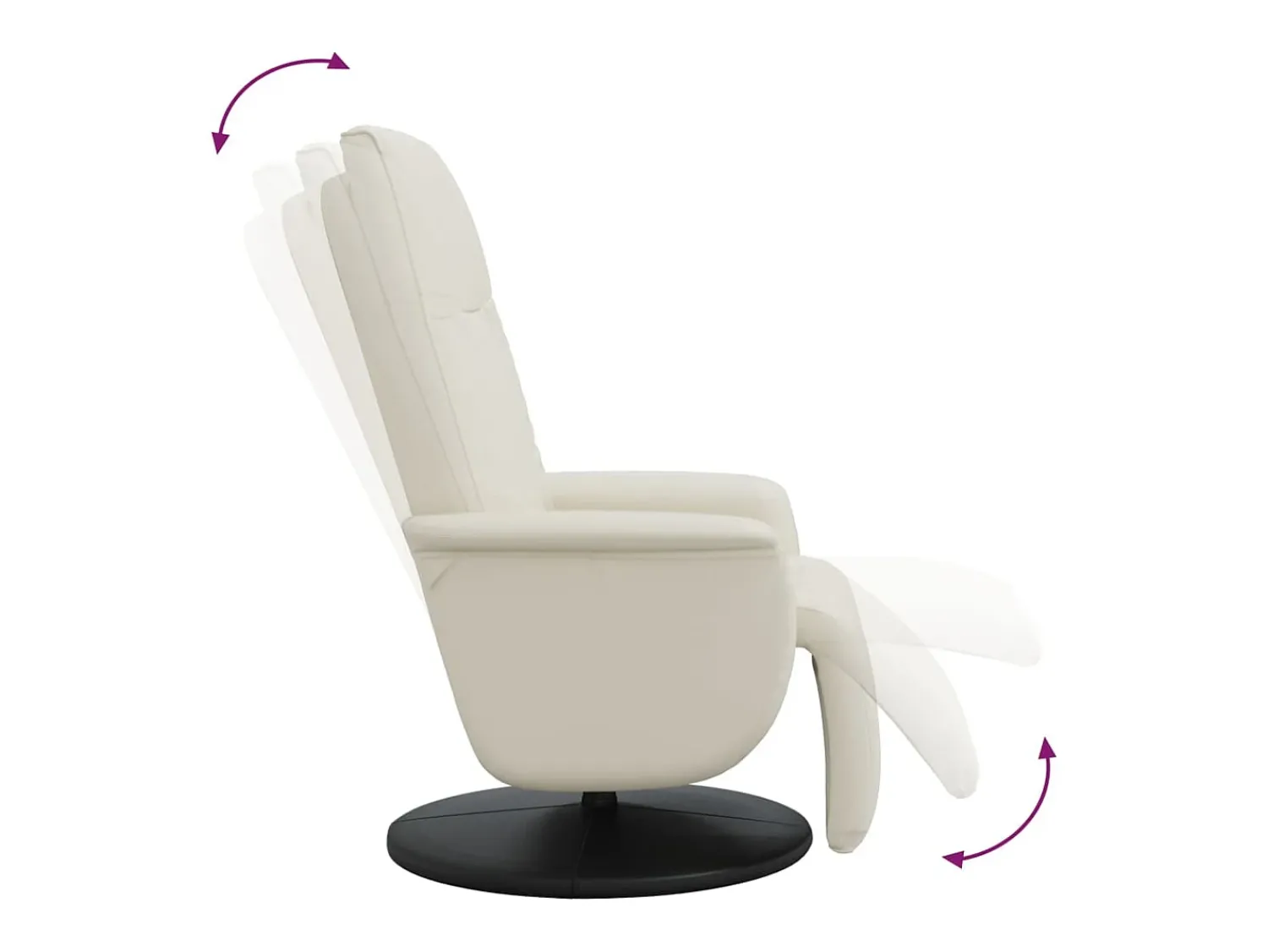vidaxl Cadeira reclinável com apoio de pés couro artificial cor Creme
