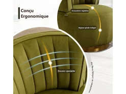 DripeX Cadeira Redonda Blataforma em Tecido de Loop Green Green - Backrest ergonômico - MAX 150KG - 62,5X62X69.5CM^ Poltrona