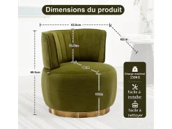 DripeX Cadeira Redonda Blataforma em Tecido de Loop Green Green - Backrest ergonômico - MAX 150KG - 62,5X62X69.5CM^ Poltrona