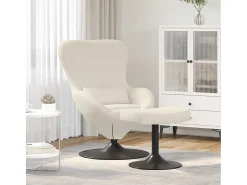 Poltrona| Cadeira Relax | Cadeira com Puff 63x73x90 cm Veludo SHL93542 Creme