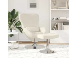 Poltrona| Cadeira Relax | Cadeira com Puff 63x73x90 cm Veludo SHL93542 Creme