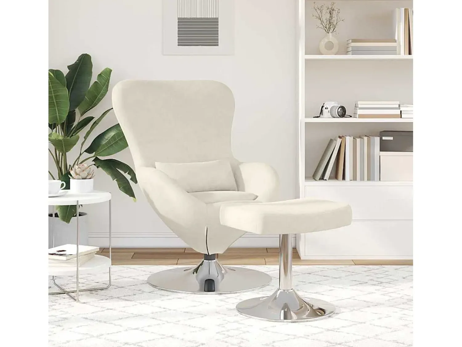 Poltrona| Cadeira Relax | Cadeira com Puff 63x73x90 cm Veludo SHL93542 Creme