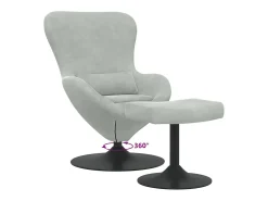 Poltrona* Cadeira Relax | Cadeira com Puff Cinzento-claro 63x73x90 cm Veludo SHL26587 Cinzento claro