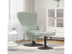 Poltrona* Cadeira Relax | Cadeira com Puff Cinzento-claro 63x73x90 cm Veludo SHL26587 Cinzento claro