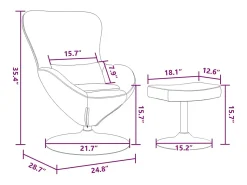 Poltrona* Cadeira Relax | Cadeira com Puff Cinzento-claro 63x73x90 cm Veludo SHL26587 Cinzento claro