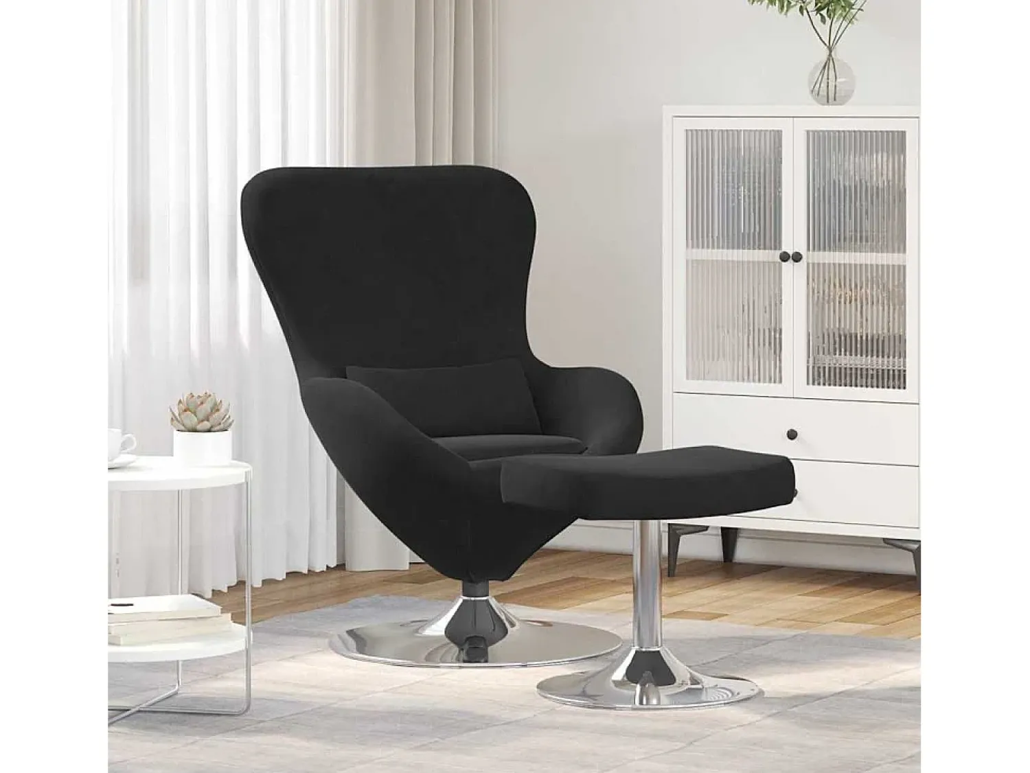 Poltrona* Cadeira Relax | Cadeira com Puff 63x73x90 cm Veludo SHL126774 Preto