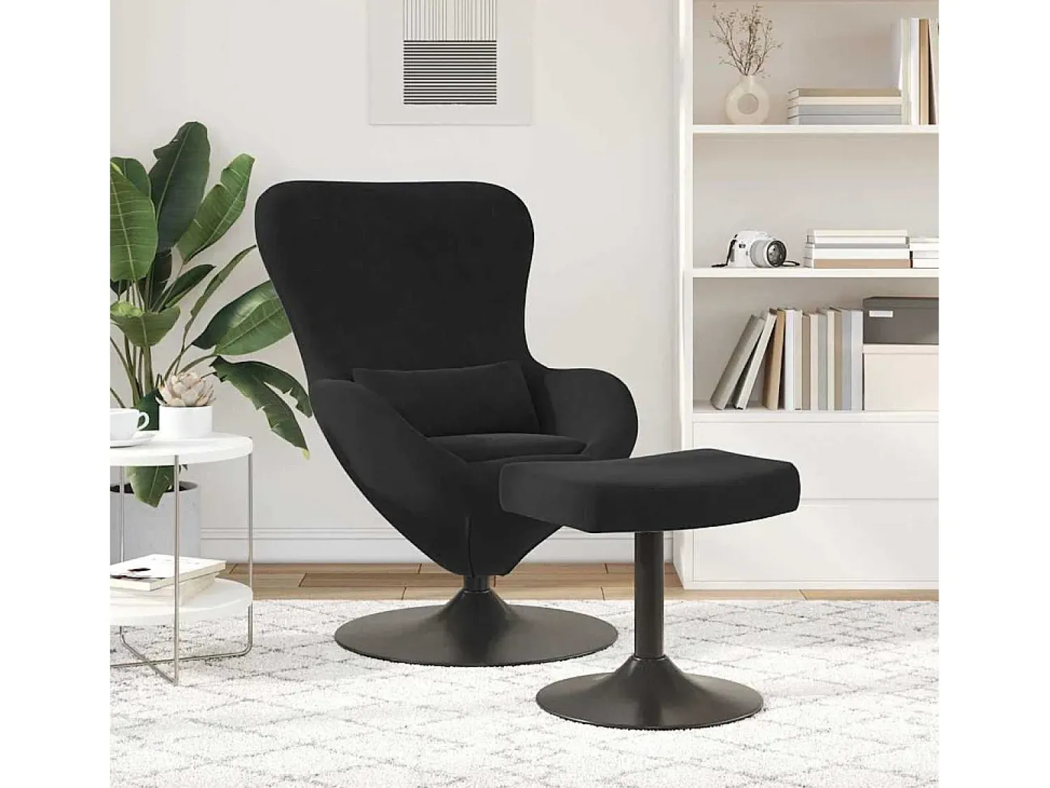 Poltrona* Cadeira Relax | Cadeira com Puff 63x73x90 cm Veludo SHL126774 Preto
