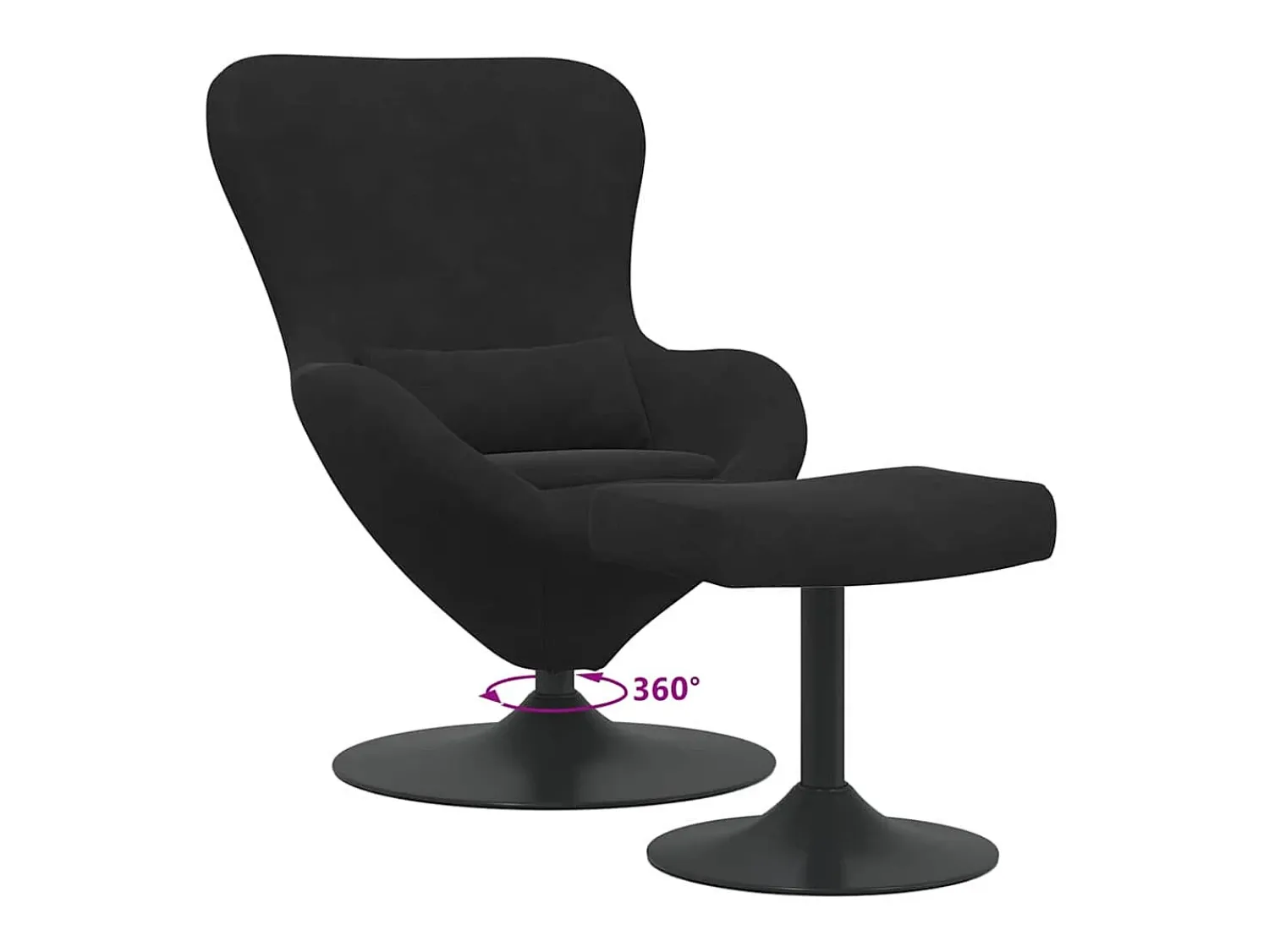 Poltrona* Cadeira Relax | Cadeira com Puff 63x73x90 cm Veludo SHL126774 Preto