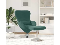 Discount Cadeira Relax | Cadeira com Puff Verde-escuro 63x73x90 cm Veludo SHL228903 Verde pinho