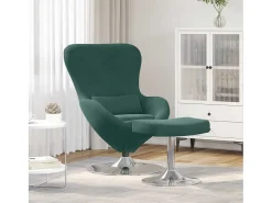 Discount Cadeira Relax | Cadeira com Puff Verde-escuro 63x73x90 cm Veludo SHL228903 Verde pinho