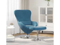 Poltrona* Cadeira Relax | Cadeira com Puff 63x73x90 cm Veludo SHL553442 Azul