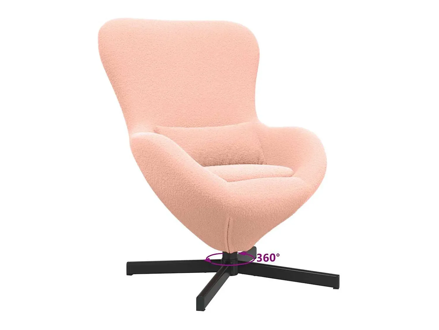 Poltrona| Cadeira Relax | Cadeira ovo 63x73x90 cm Tecido Curly Semelhante à Lã SHL500482 Rosa