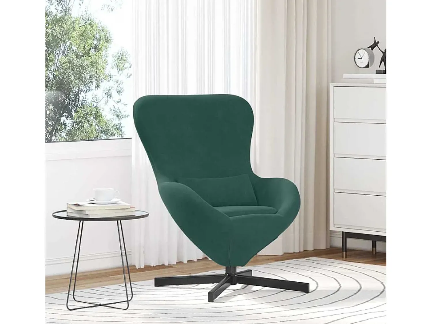 Poltrona* Cadeira Relax | Cadeira ovo Verde-escuro 63x73x90 cm Veludo SHL270031 Verde pinho