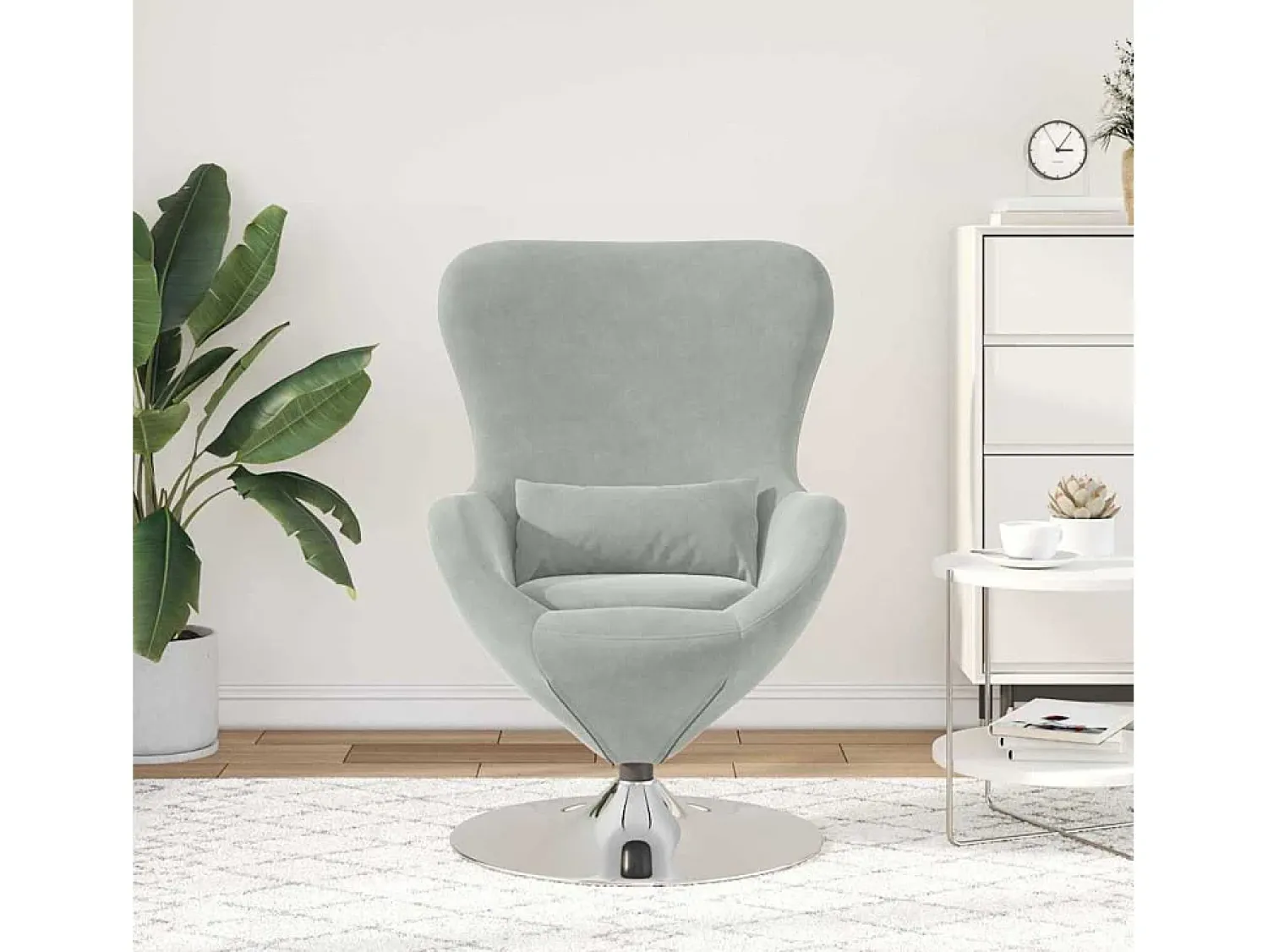Poltrona* Cadeira Relax | Cadeira ovo Cinzento-claro 63x73x90 cm Veludo SHL615281 Cinzento claro