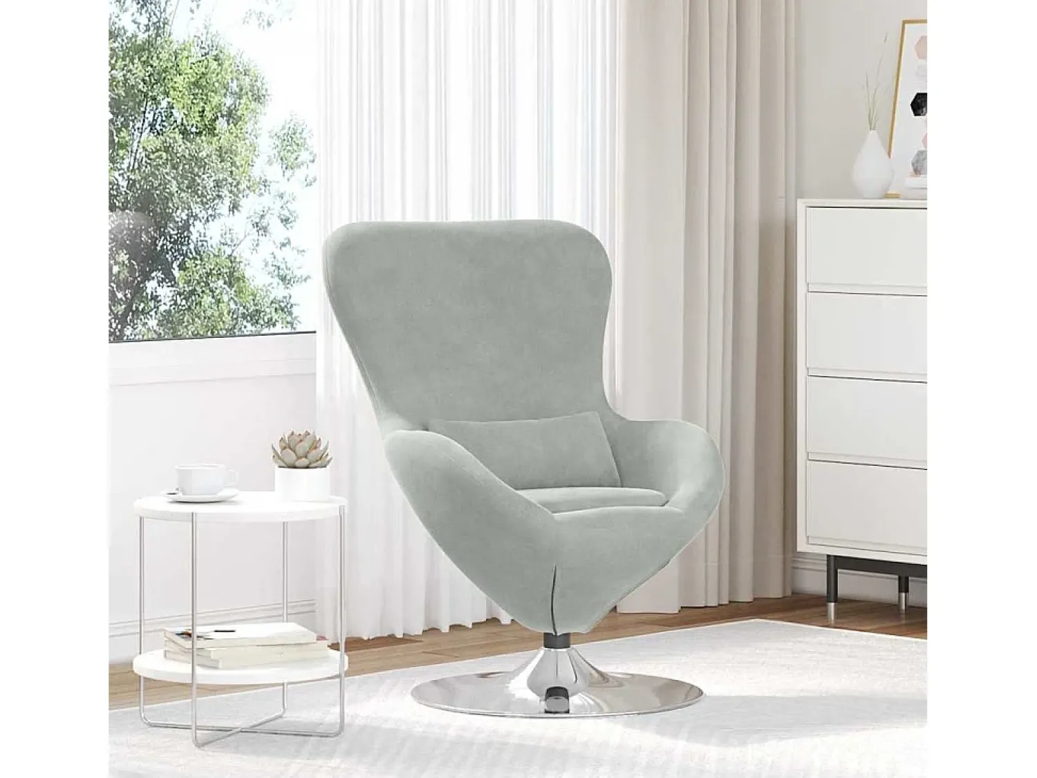 Poltrona* Cadeira Relax | Cadeira ovo Cinzento-claro 63x73x90 cm Veludo SHL615281 Cinzento claro
