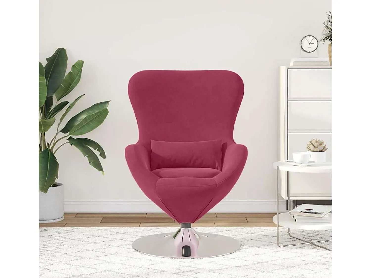 Cadeira Relax | Cadeira ovo vermelho tinto 63x73x90 cm Veludo SHL636189^ Poltrona