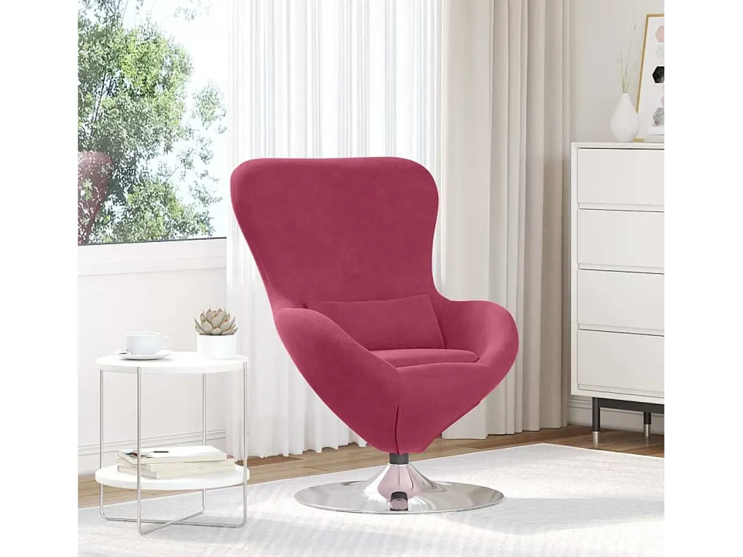 Cadeira Relax | Cadeira ovo vermelho tinto 63x73x90 cm Veludo SHL636189^ Poltrona