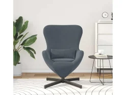 New Cadeira Relax | Cadeira ovo Cinza Escuro 63x73x90 cm Veludo SHL387820 Cinzento