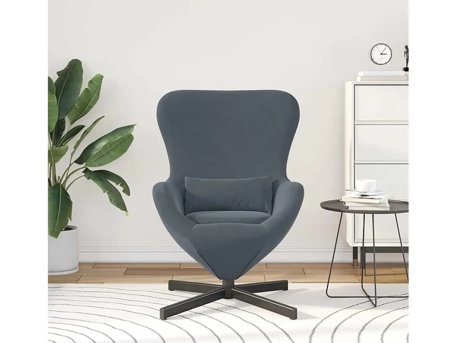 New Cadeira Relax | Cadeira ovo Cinza Escuro 63x73x90 cm Veludo SHL387820 Cinzento