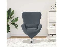 Discount Cadeira Relax | Cadeira ovo escuro 63x73x90 cm Veludo SHL236360 Cinzento