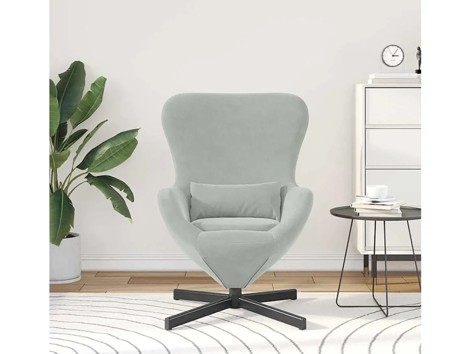Poltrona* Cadeira Relax | Cadeira ovo Cinzento-claro 63x73x90 cm Veludo SHL501800 Cinzento claro
