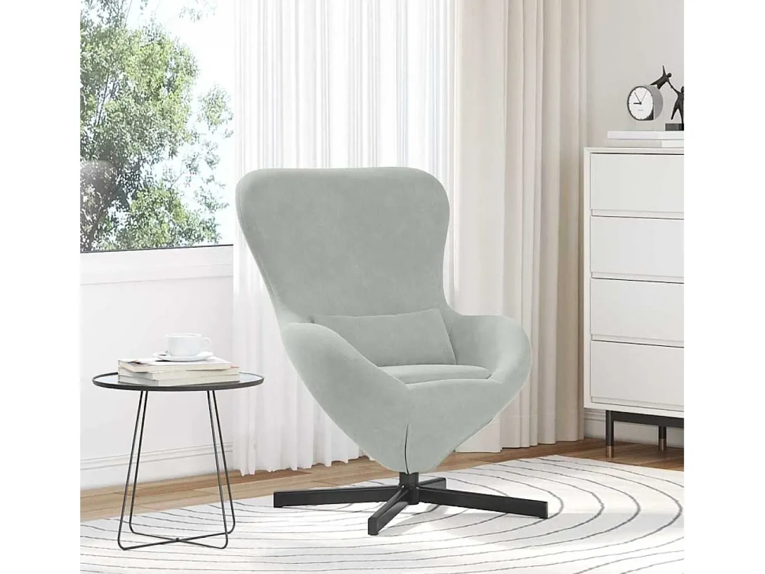Poltrona* Cadeira Relax | Cadeira ovo Cinzento-claro 63x73x90 cm Veludo SHL501800 Cinzento claro