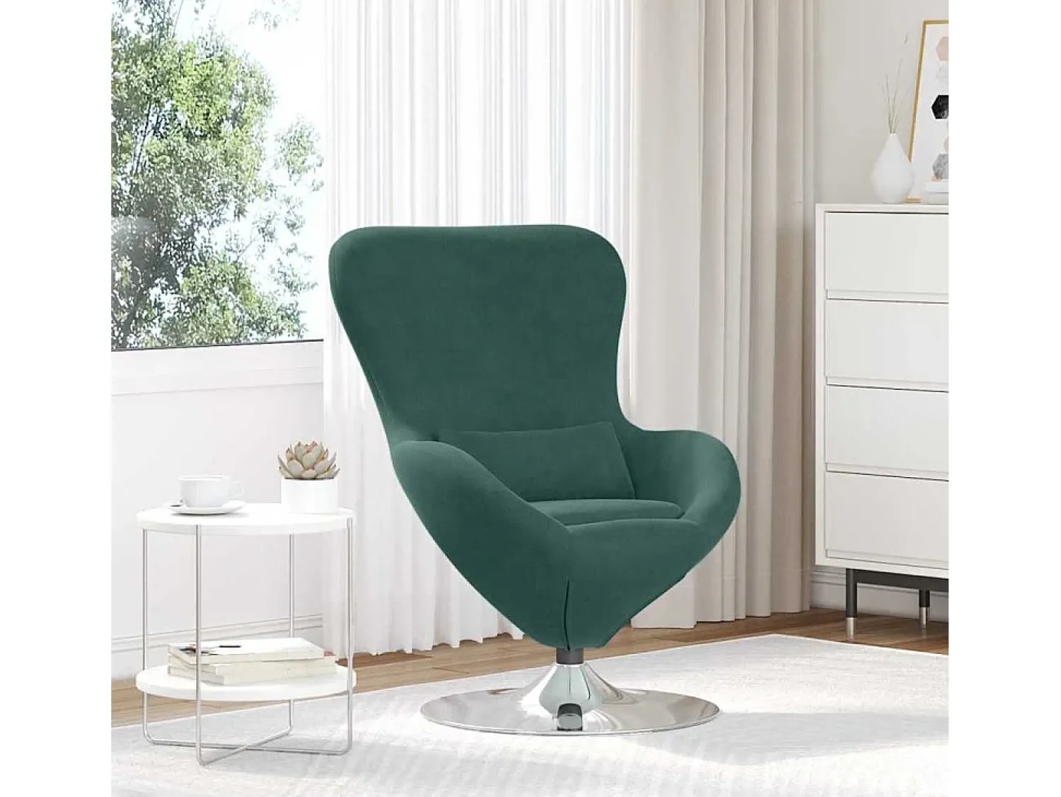 Poltrona* Cadeira Relax | Cadeira ovo Verde-escuro 63x73x90 cm Veludo SHL644063 Verde pinho