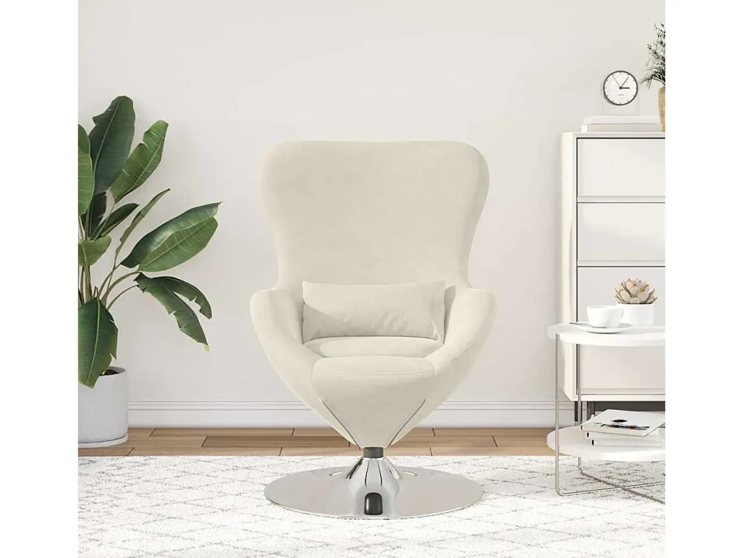 Poltrona* Cadeira Relax | Cadeira ovo 63x73x90 cm Veludo SHL725305 Creme
