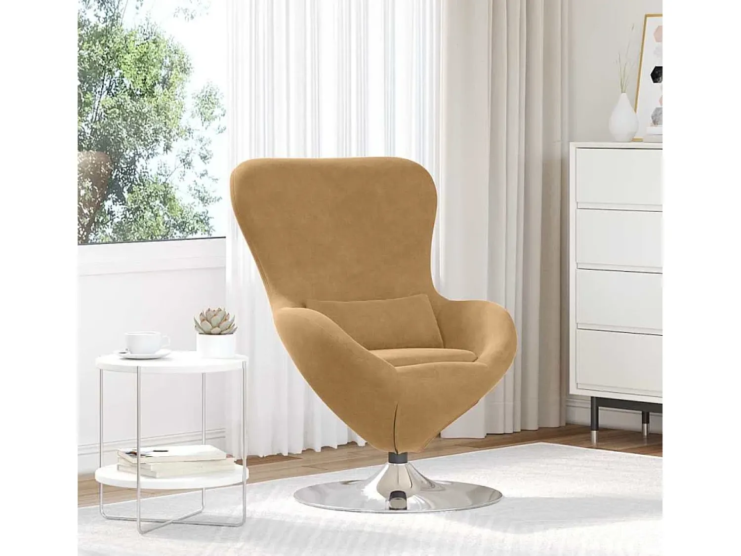 Discount Cadeira Relax | Cadeira ovo -claro 63x73x90 cm Veludo SHL957926 Castanho