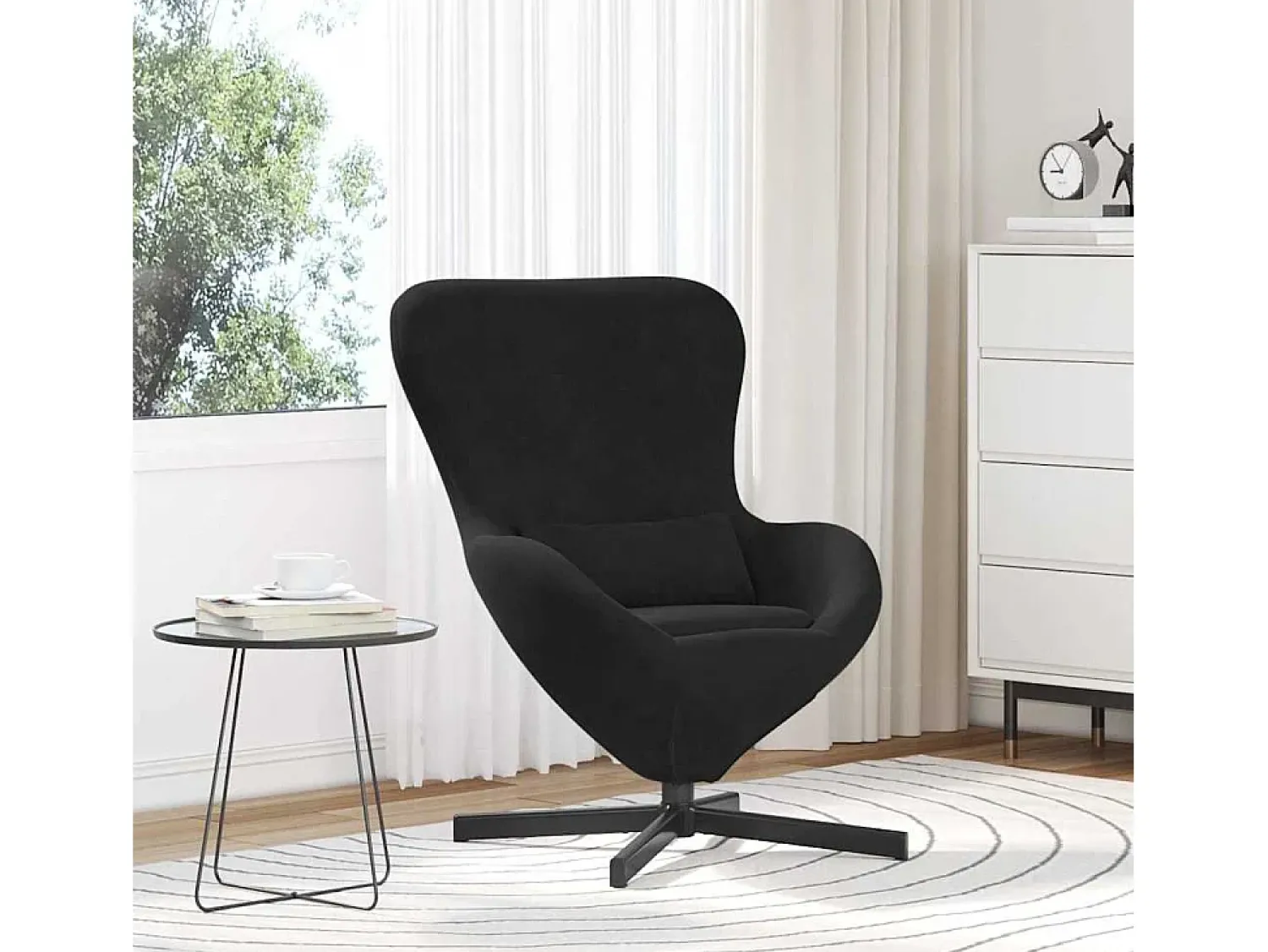 Poltrona* Cadeira Relax | Cadeira ovo 63x73x90 cm Veludo SHL784299 Preto