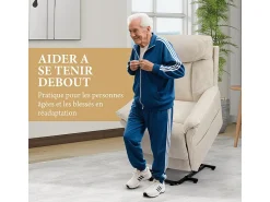 Poltrona|DripeX Cadeira relax de veludo cotelê com elevador elétrico, controle remoto, bolso lateral, regulável 90°-160°, Bege