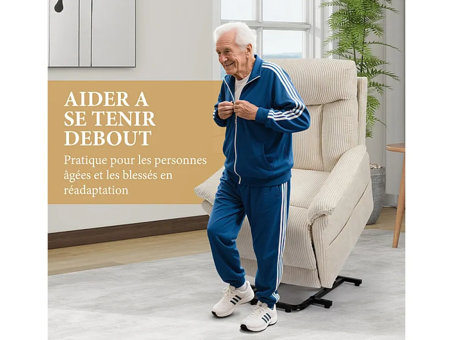 Poltrona|DripeX Cadeira relax de veludo cotelê com elevador elétrico, controle remoto, bolso lateral, regulável 90°-160°, Bege