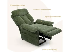 Sale DripeX Cadeira relax de veludo cotelê com elevador elétrico, controle remoto, bolso lateral, regulável 90°-160°, Verde