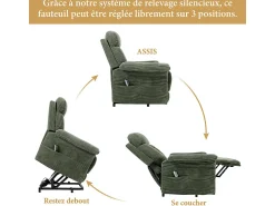 Sale DripeX Cadeira relax de veludo cotelê com elevador elétrico, controle remoto, bolso lateral, regulável 90°-160°, Verde