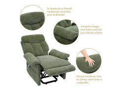 Sale DripeX Cadeira relax de veludo cotelê com elevador elétrico, controle remoto, bolso lateral, regulável 90°-160°, Verde