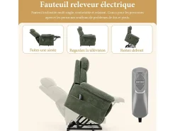Sale DripeX Cadeira relax de veludo cotelê com elevador elétrico, controle remoto, bolso lateral, regulável 90°-160°, Verde