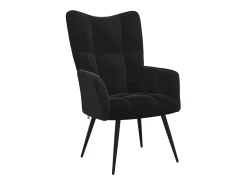 Poltrona|vidaxl Cadeira Relaxante com Banco em Veludo Preto