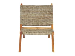 Sale Cadeira relaxante vime Kubu natural/madeira mogno maciça PT813117 Castanho