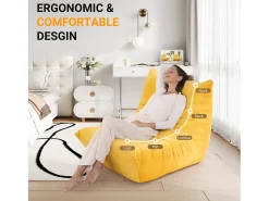 Poltrona*DripeX Cadeira Strazy em tecido de lagarta amarela - assento profundo de 62 cm - 80x85x84cm Amarelo