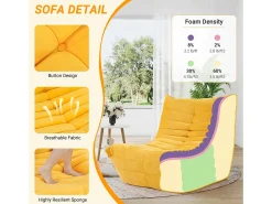 Poltrona*DripeX Cadeira Strazy em tecido de lagarta amarela - assento profundo de 62 cm - 80x85x84cm Amarelo